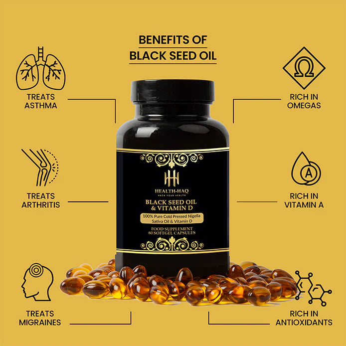 Premium Black Seed Oil & Vitamin D Softgels